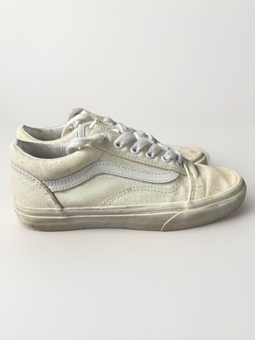 Vans Off the Wall Youth Shoe Size 3 Glitter Sparkle Skater Skateboard